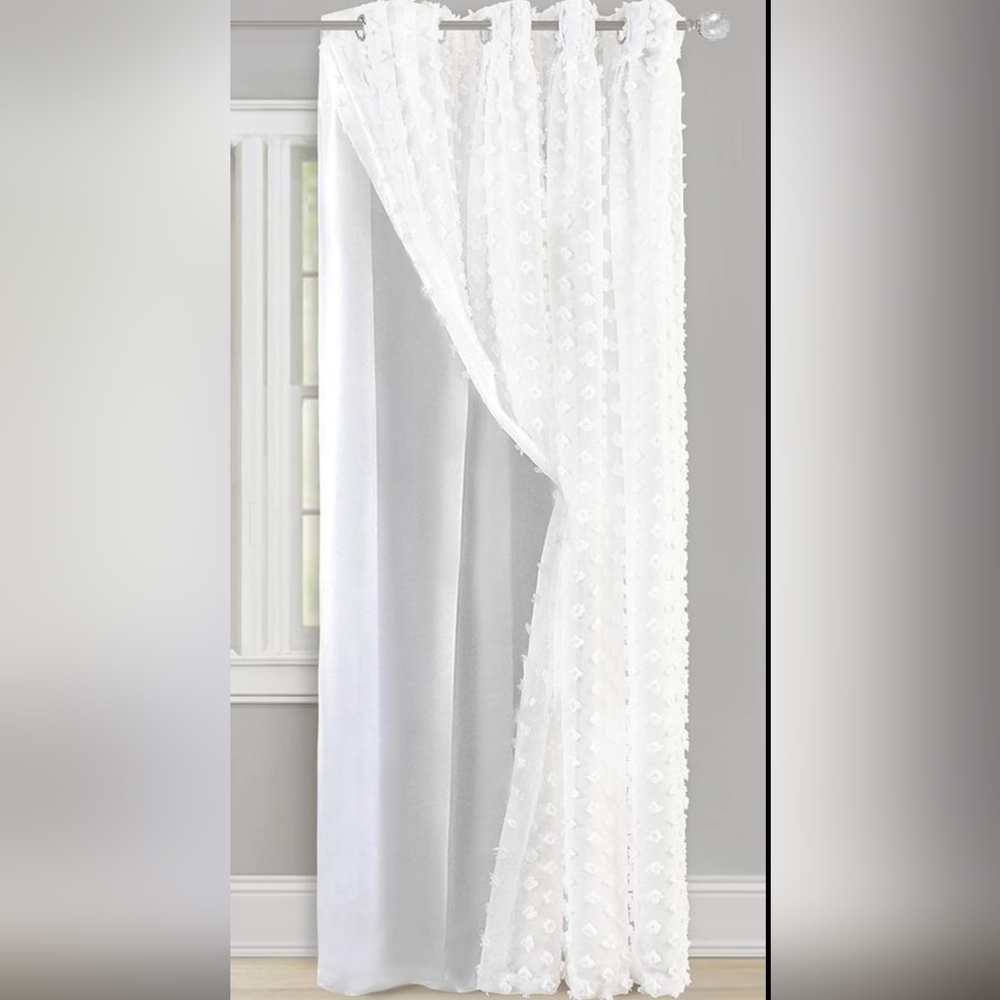 Blackout Curtain. Grommet White Chevron 52W x 84L Pack of‎ 1